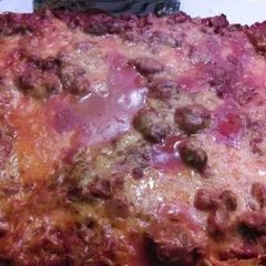 A picture of Meme's Baked Spaghetti and Meatballs.
