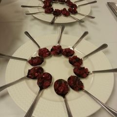 A picture of Tuna and Beets Amuse Bouche.