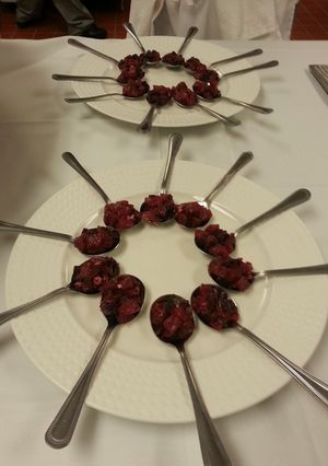A picture of Tuna and Beets Amuse Bouche.