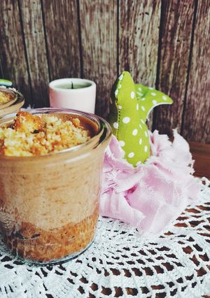 Une photo de Verrine mousse au chocolat au lait et palets bretons