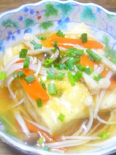 A picture of Fried Tofu with Mushroom Sauce.