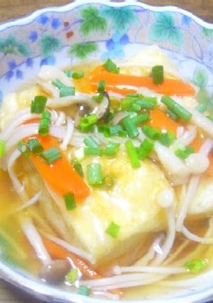 A picture of Fried Tofu with Mushroom Sauce.