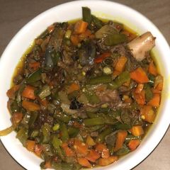 White rice and veggies sauce A picture of White rice and veggies sauce.