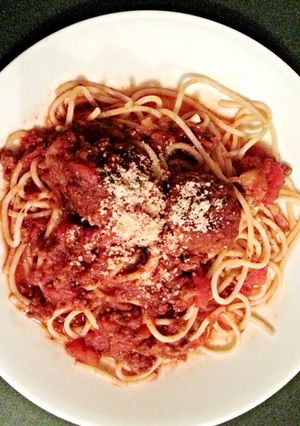 A picture of Tinklee's Spaghetti and Italian Meatballs.