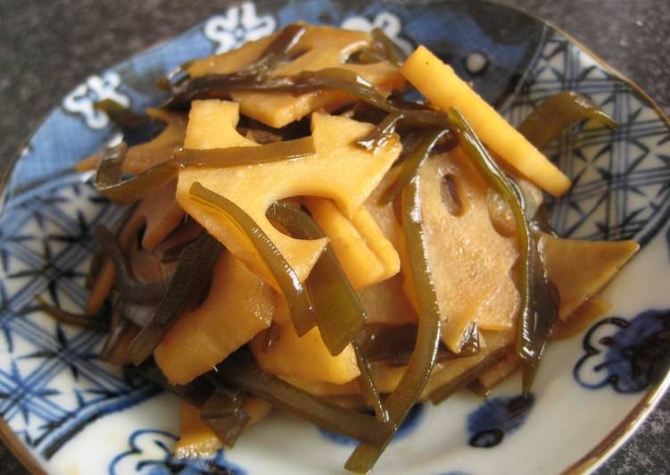 Recipe of Quick Tsukudani with Lotus Root Leftover Dashi Kombu [Macrobiotic]