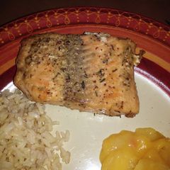 A picture of Salmon with Honey Mustard Glaze.