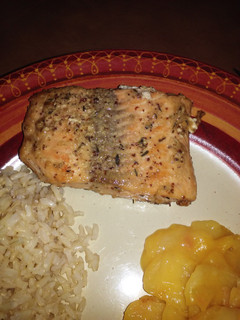 A picture of Salmon with Honey Mustard Glaze.