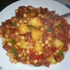 Githeri and potatoes A picture of Githeri and potatoes.