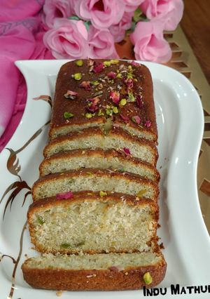 रोज़ पिस्ता पाउंड केक (rose pista pound cake recipe in hindi) रेसिपी मुख्य फोटो
