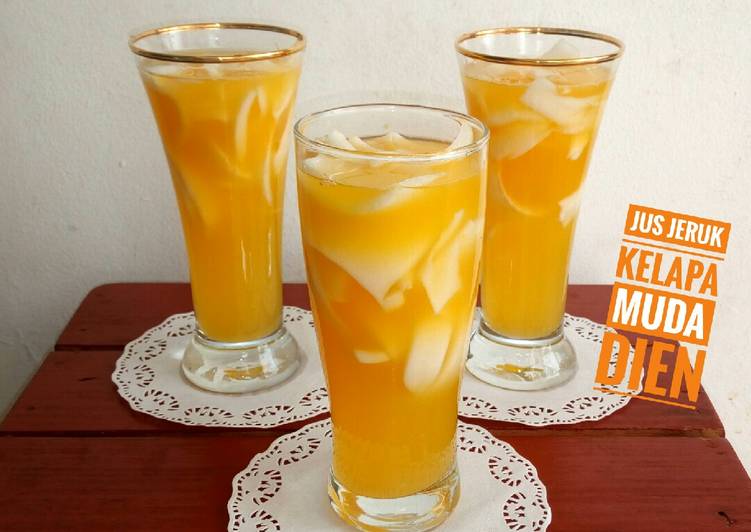 Resep Jus jeruk 🍊 kelapa muda segar #ala resto yang Bisa Manjain Lidah