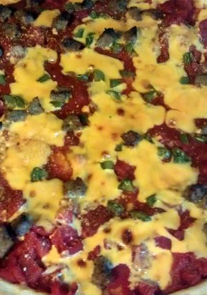 A picture of my specialty pizza.