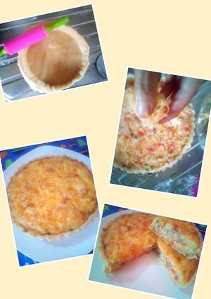 Una foto de Tarta multicolor con masa casera de 3 ingredientes fácil