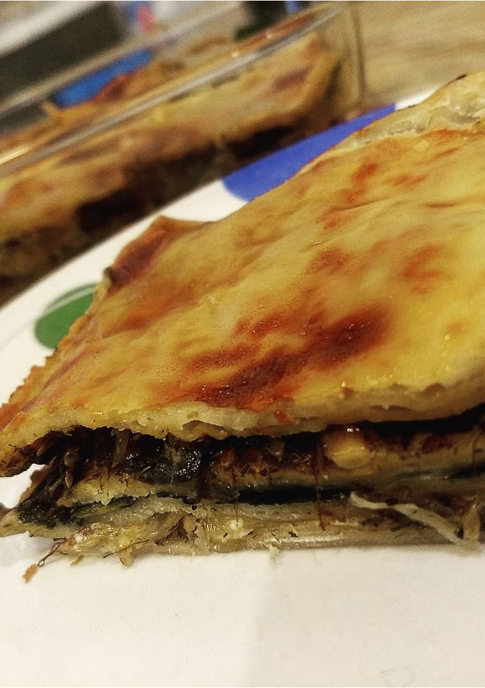 Una foto de Lasagna de huitlacoche y espinacas con pasta fresca
