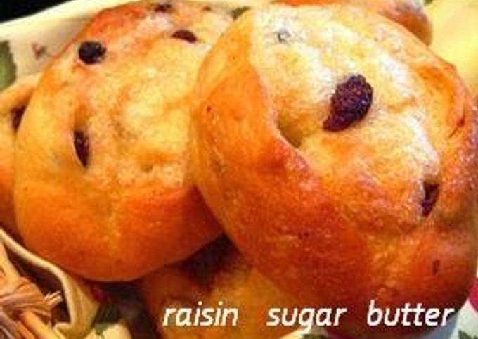 Raisin Bread Rolls with Sweet Sugar and Butter Topping