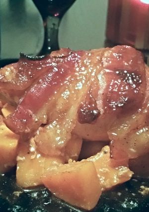 A picture of Honey BBQ Bacon Chicken and Sweet Potato.