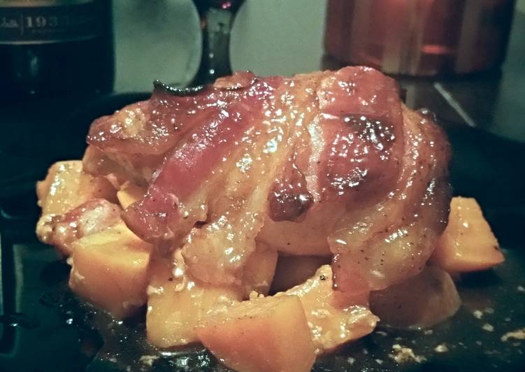Recipe of Quick Honey BBQ Bacon Chicken and Sweet Potato