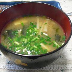 A picture of My Family's Staple Dish Enoki Mushroom Miso Soup.