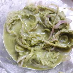 A picture of Pudina.Chutney with lacha.onion.