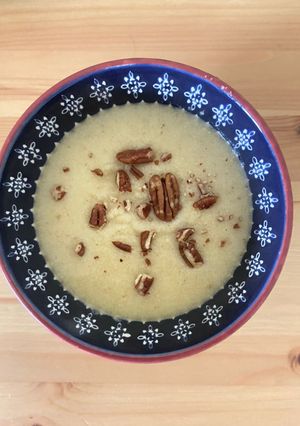 A picture of Warm semolina pudding for breakfast.