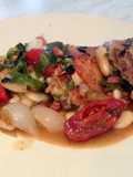 Chicken, chorizo and butterbean casserole.