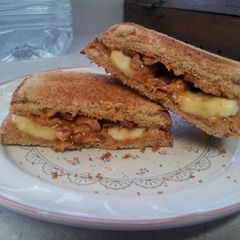 A picture of Peanut butter banana bacon sandwich.
