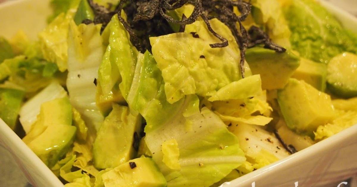 Vegetarian Chinese Cabbage Salad with Olive Oil Topped with ShioKonbu Recipe by cookpad.japan