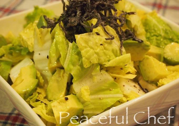 Steps to Make Ultimate Vegetarian Chinese Cabbage Salad with Olive Oil Topped with Shio-Konbu