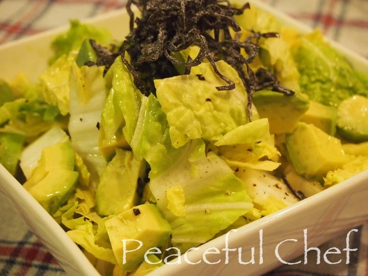 Recipe Vegetarian Chinese Cabbage Salad with Olive Oil Topped with Shio-Konbu the Awesome  Delicious
