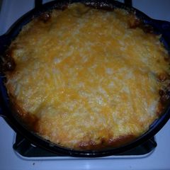 A picture of Chili Cheese Corn Dog Casserole.