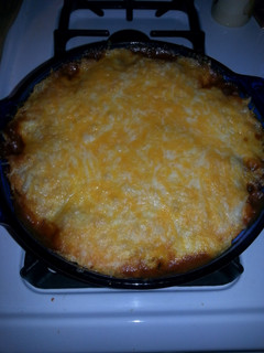 A picture of Chili Cheese Corn Dog Casserole.