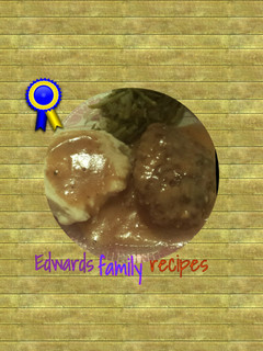 A picture of Salisbury steak and gravy.