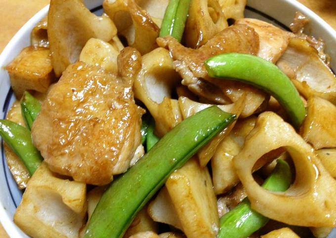Simple Way to Prepare Speedy Simmered Lotus Root and Chicken
