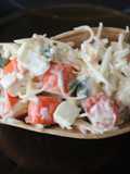Barquitas de trigo con ensalada de marisco
