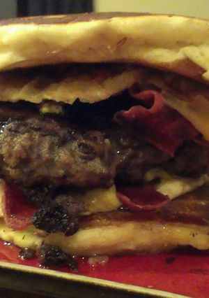 A picture of Pancake burgers.