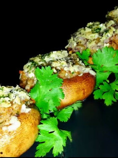 A picture of Mike's Garlic Parm Stuffed Mushrooms.