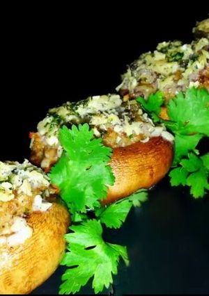 A picture of Mike's Garlic Parm Stuffed Mushrooms.