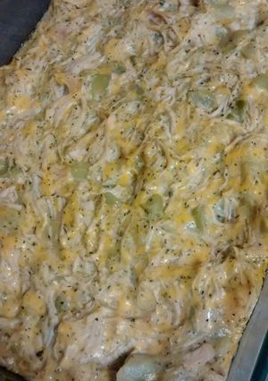 A picture of Creamy chicken, broccoli and cheese casserole.