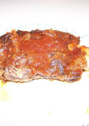 A picture of Ribs slow cooked in beer.
