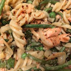 Rotini With Salmon And Haricots Verde A picture of Rotini With Salmon And Haricots Verde.