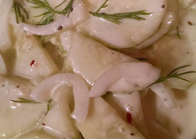 Simple Way to Make Any-night-of-the-week Creamy Cucumber and Sweet Onion Salad &#34;My Way&#34;
