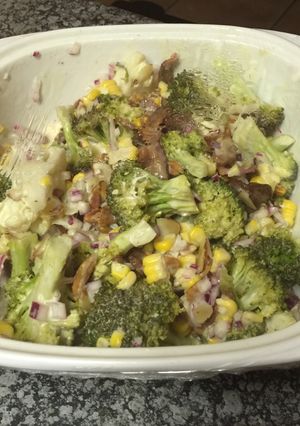 A picture of Broccoli and Cauliflower Salad.