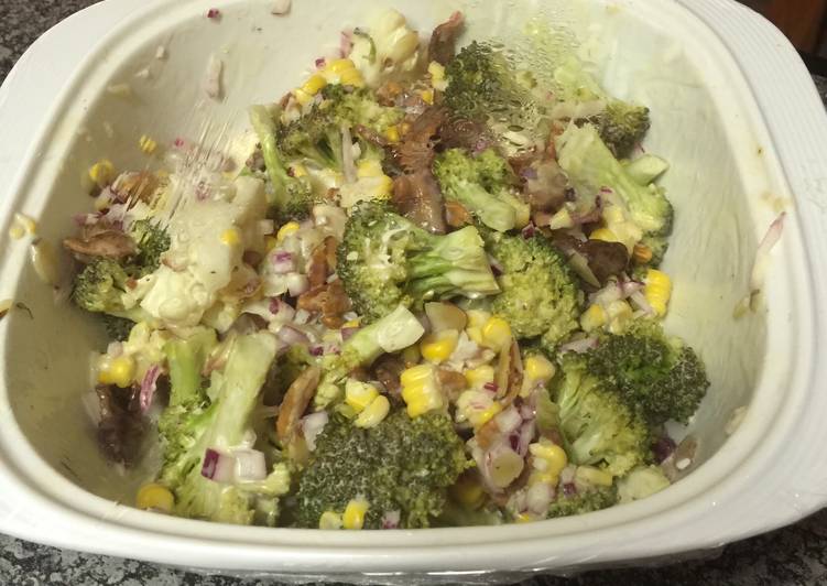 Steps to Prepare Favorite Broccoli and Cauliflower Salad