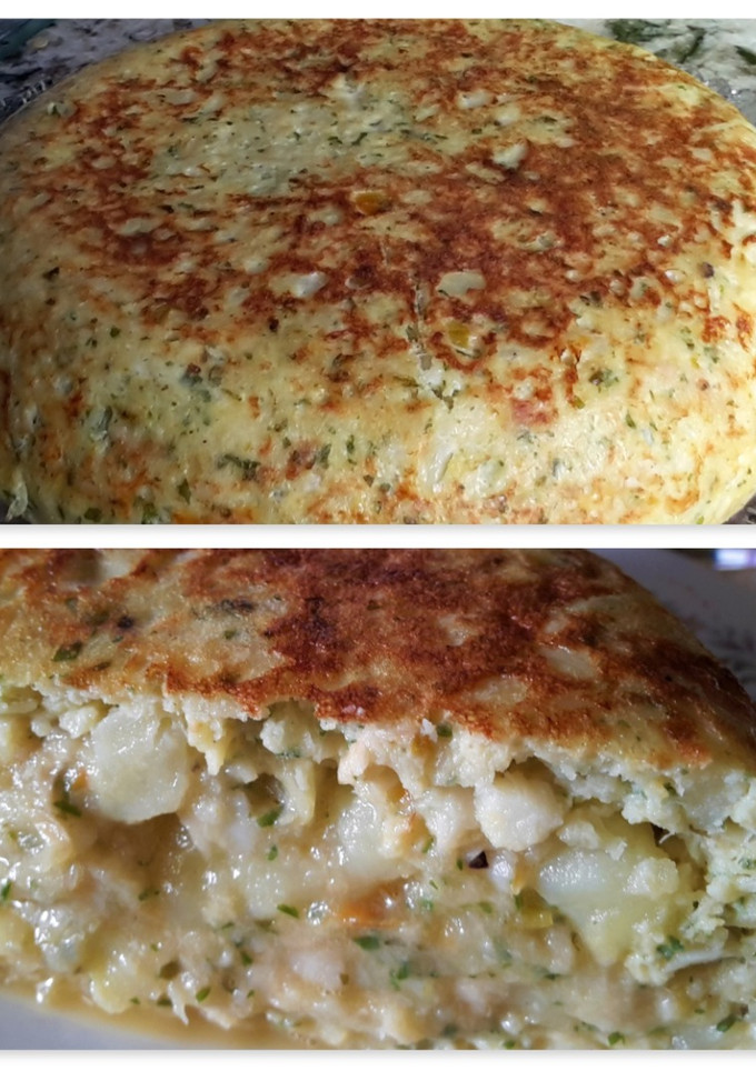 Una foto de Tortilla ligera de patata y merluza