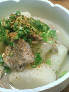 A picture of Creamy Pork Cartilage Miso Soup.