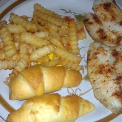 A picture of fish and fries.