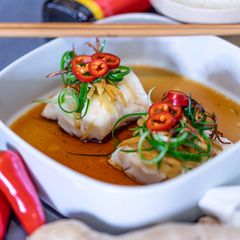 Chinese Cantonese Steamed Fish A picture of Chinese Cantonese Steamed Fish.