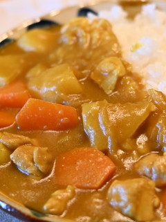 Una foto de Curry japonés con pollo, sin pastillas (カレーライス)