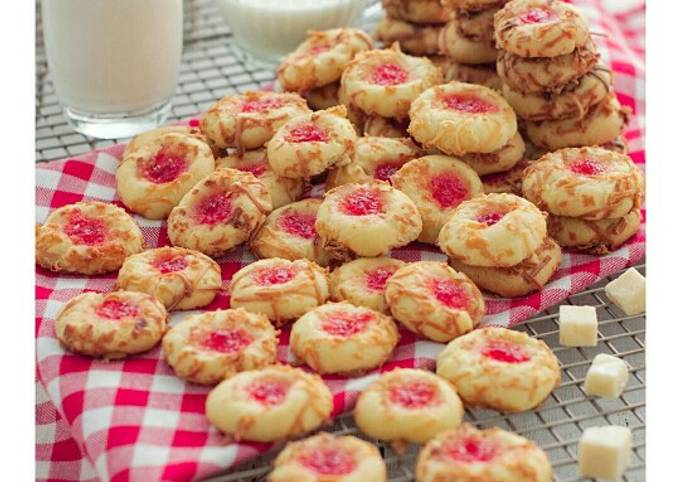 Crunchy Strawberry Cheese Thumb Print Cookies