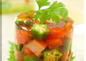 How to Cook Yummy Summertime Chilled Umeshu and Okra in Jelly For the Star Festival