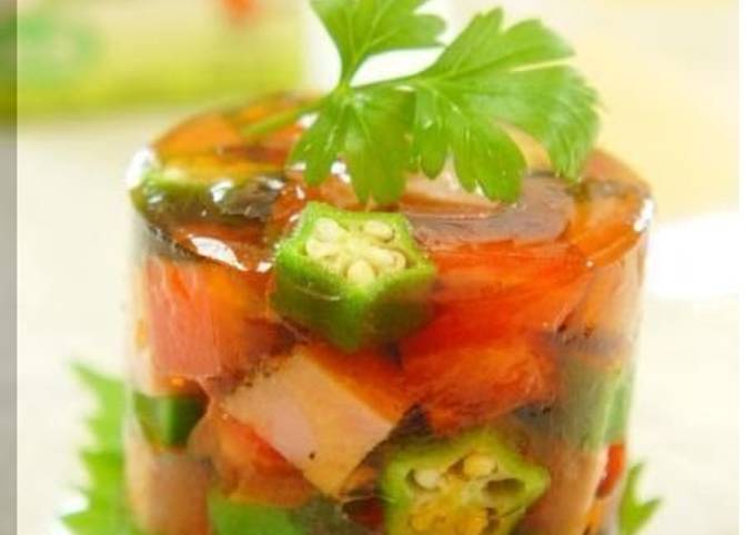 Summertime Chilled Umeshu and Okra in Jelly For the Star Festival